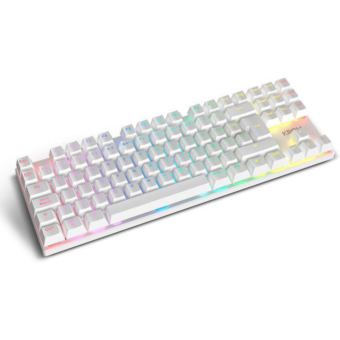 Pack Gaming KROM Klass 4 En 1 Clavier Mécanique TKL RGB Souris Casque Tapis XXL Blanc