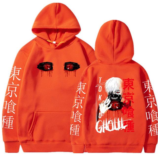 Japanese Anime Tokyo Ghoul Hoodies Manga Kaneki Ken Eyes Printed Pullovers Men Women Casual Long Sleeves Oversized Sweatshirts Unisex Streetwear