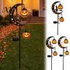 Festive Yard Decorations for Parties Solar Halloween White Ghost Pumpkin Moon Garden Stake Light, Waterproof LED Holiday Seasonal Lawn