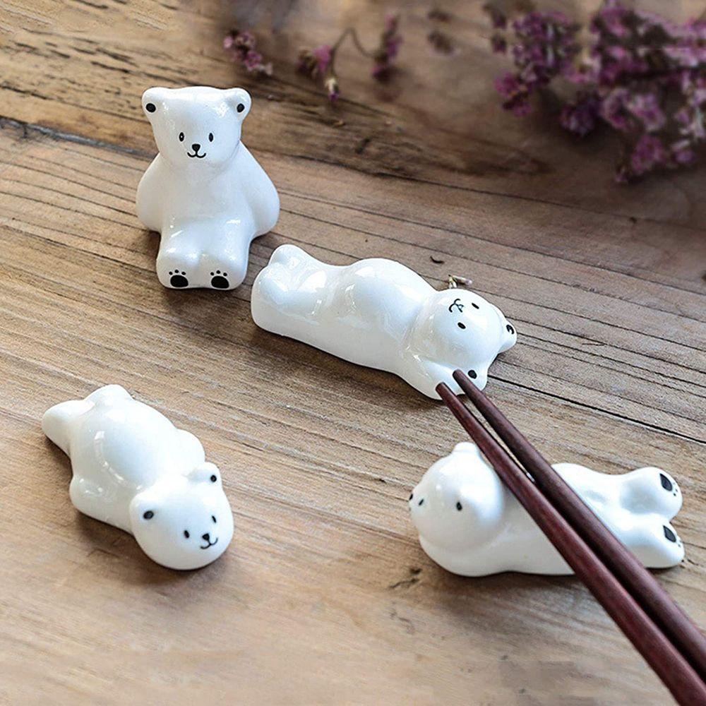 Ceramic Cute Creative Polar Bear Dinnerware Stand Tableware Rack Chopsticks Holder Chopstick Rest