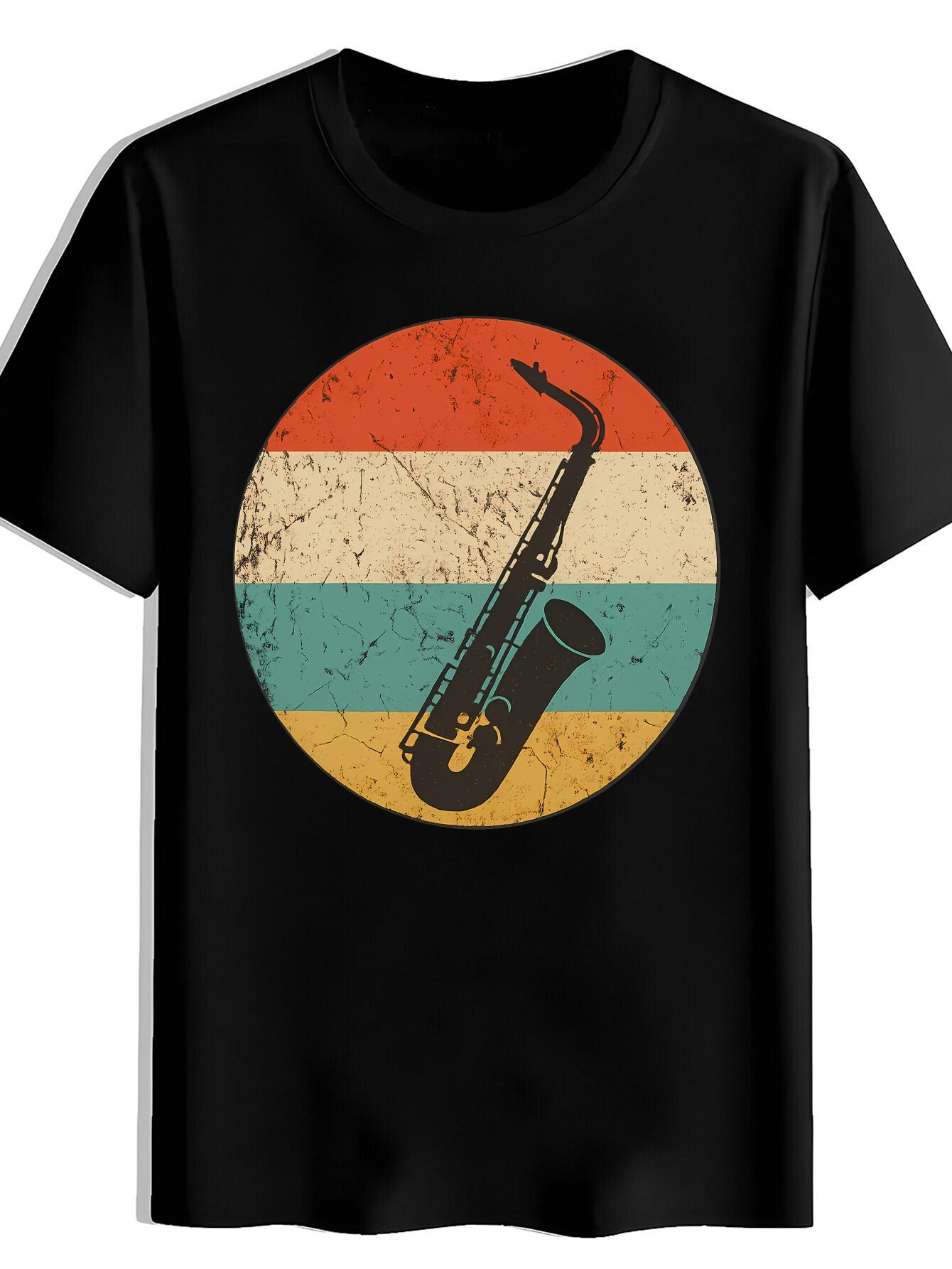 T-shirt Red Print Saxophone XS