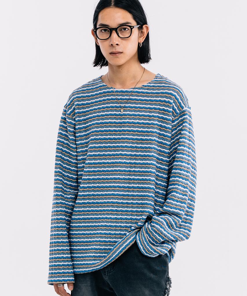 VASTIC Oversized Grunge Striped Knit_Blue
