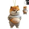 Car Rear View Mirror Decoration, 2 Keychain, 2D Acrylic, Ball Chain, Belly Stomach, Stuffed