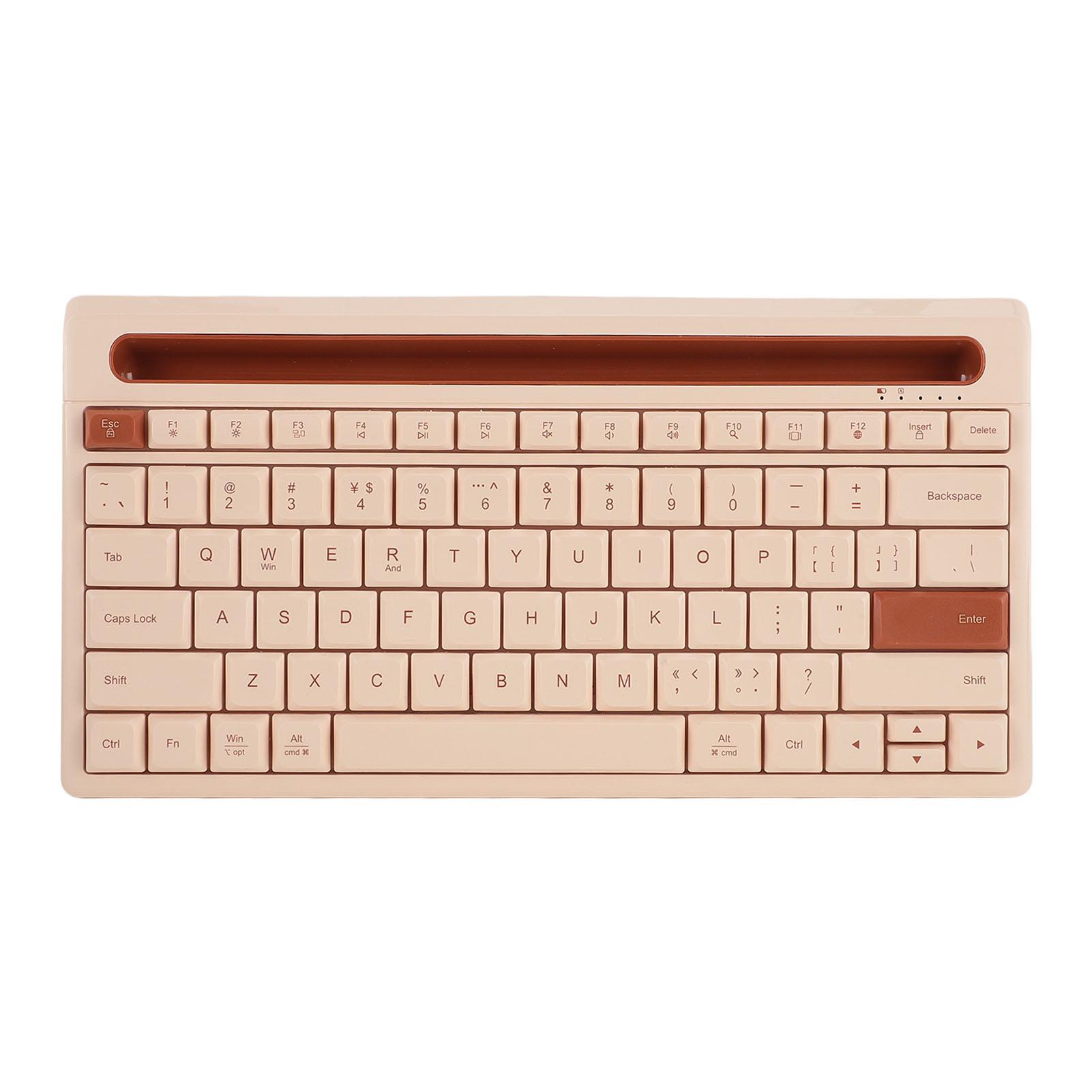 Беспроводная Bluetooth-клавиатура 79 клавиш со встроенной подставкой Портативная многофункциональная клавиатура для планшета и телефона Milk Coffee Color