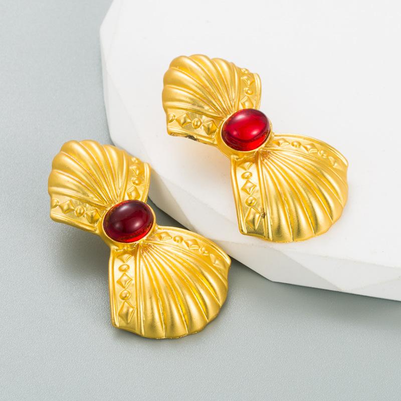 

Женские серьги-гвоздики с бантом в стиле ретро, ​​серьги-подвески из титанового стального сплава, акриловые жемчужные бусины, золотые геометрические украшения для ушей OneSize красный