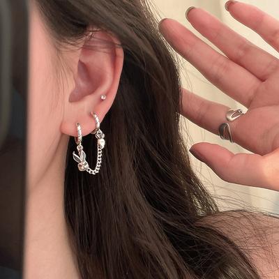 Rabbit Carrot Single One-Piece Earbone Double Earrings Women'S Niche Design Ear Buckle Personality Retro Advanced