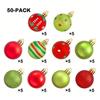 Yousheng 50 Pcs Christmas Balls Ornaments 1.6" Small Shatterproof Plastic Baubles Red Green Xmas Tree Hanging Balls Decoration for Tree Wreath Garland
