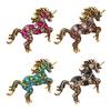 Broche Style Rétro Strass Étincelants Incrustés Design Cheval Broche Épinglette Revers de Col de Costume Badge Accessoire Élégant