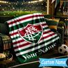 Custom Name Fluminense Fc Crest Flannel Blanket, Use for Birthday/Holiday Gift, Soft Blanket for Sofa/Bed/Camping/Office, Home Decor