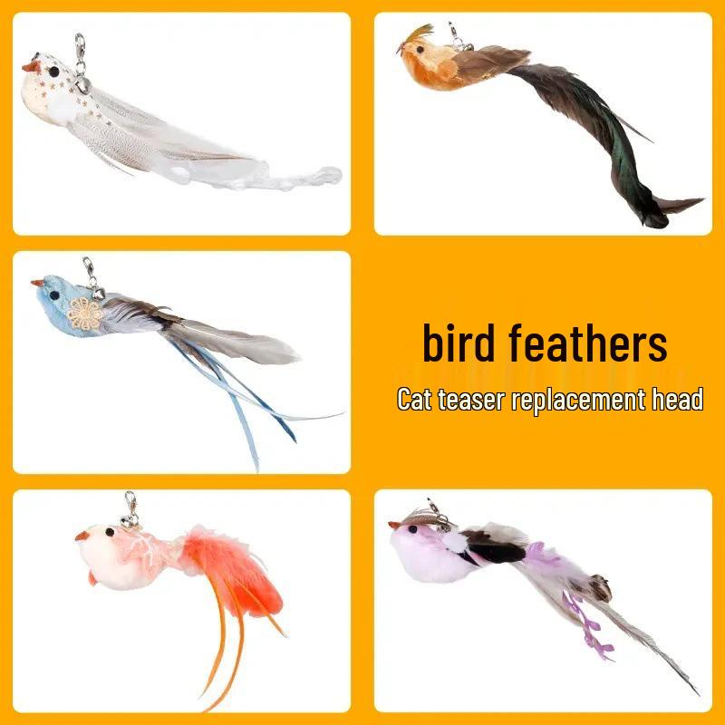 Newcomer Discount: Steel Wire Bird Bell Cat Teaser Rod with Replaceable Head for Interactive Play and Self-Amusement