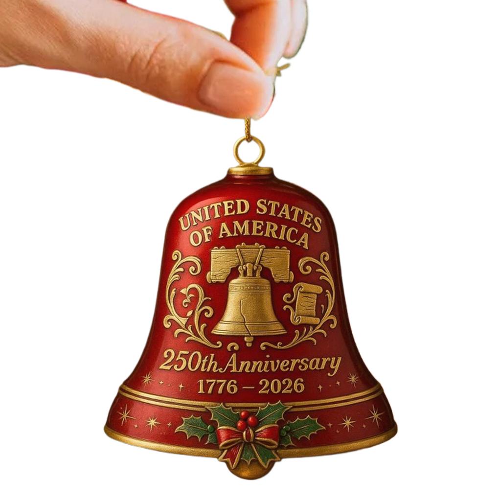 United States 250th Anniversary Bell Ornament Elegant USA 250th Anniversary Bell Ornament for Patriotic Holidays Christmas Tree