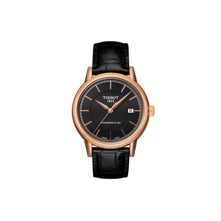 TISSOT Montre  T-Classic Mouvement M&eacute;canique Automatique &Eacute;tanche 30M Bo&icirc;tier en Acier Inoxydable Cadran Noir Bracelet en Cuir T085.407.36.061.00 Black