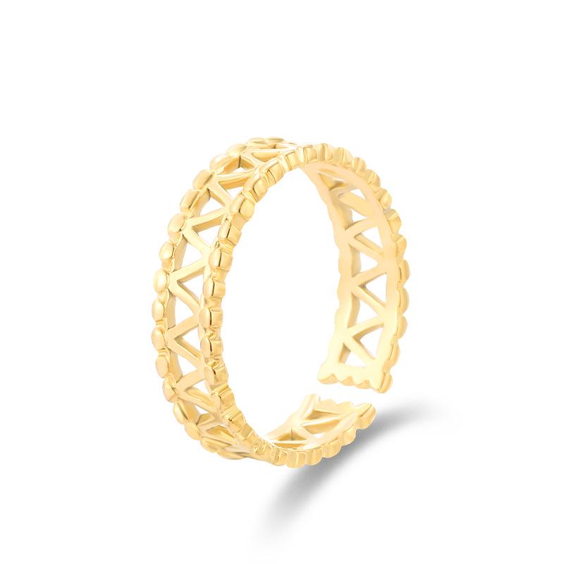 

Кольцо из титановой стали с зубчатым краем с золотым покрытием 14 карат Adjustable Open