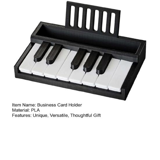 Business Card Holder 3D Printed Piano Key Design Holder for Cards And Receipts Creative Music-Themed Office Desk Organizer Novelty Office Gift for