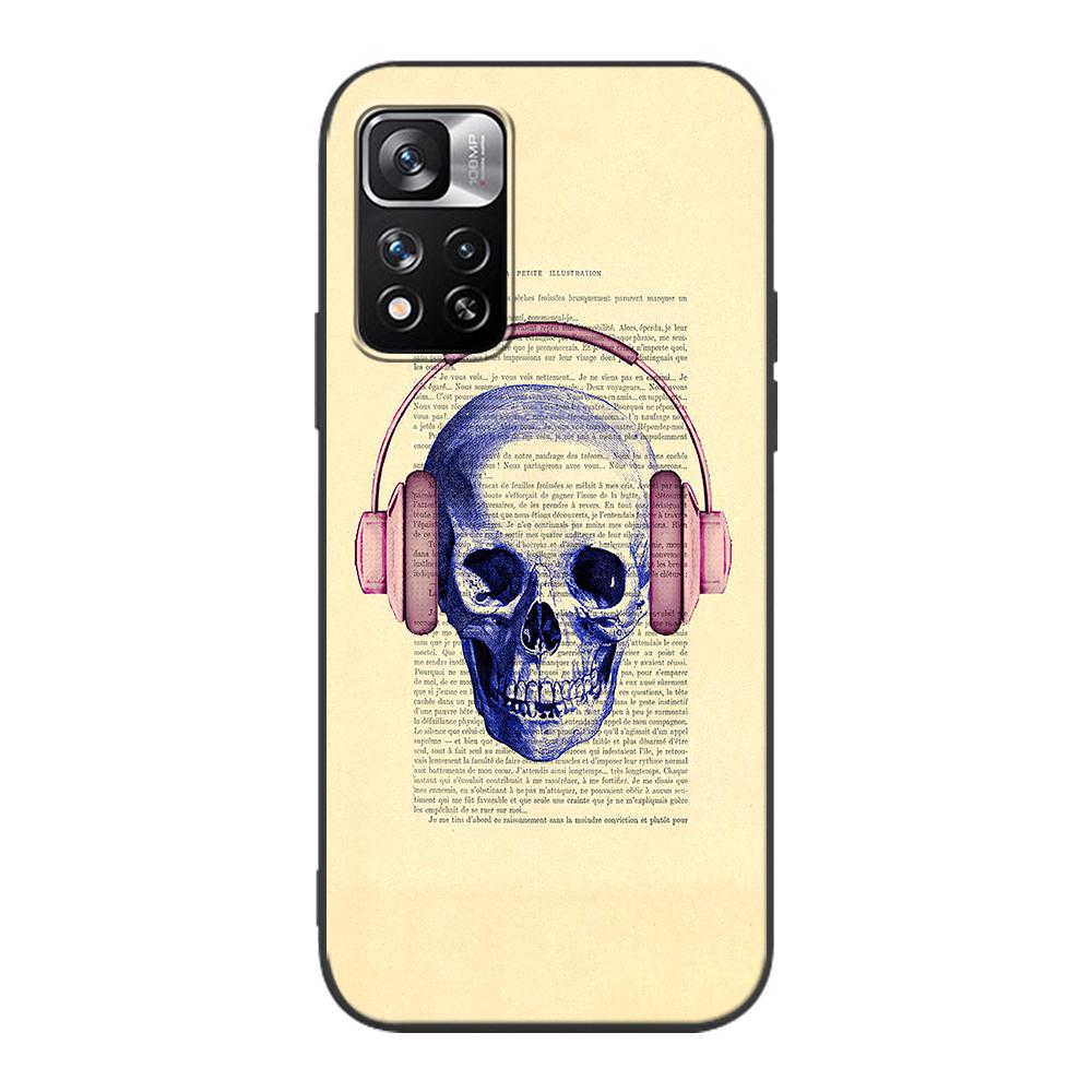 Skull With Roses Case for Xiaomi Redmi Note 9S 9 8 10 11 Pro 9C 9A 7 8T 7A 8A 6A 6 10S Black Soft Silicone Phone Cover Coque