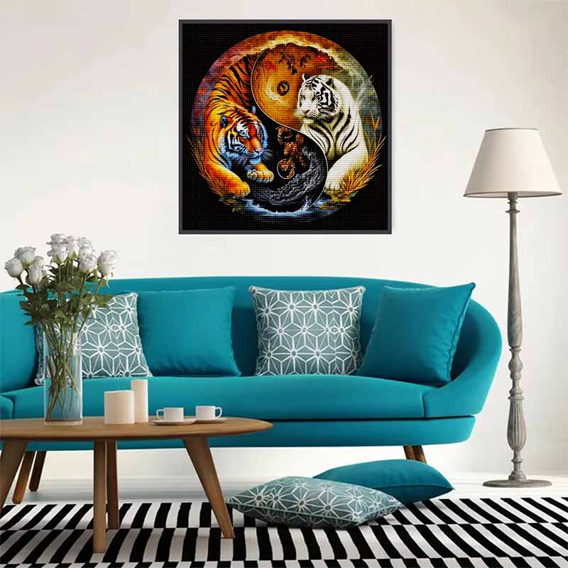 New Arrival 5D DIY Full Circle Diamond Painting "Tai Chi Tiger Picture" Embroidery Cross Stitch Home Decor Gift