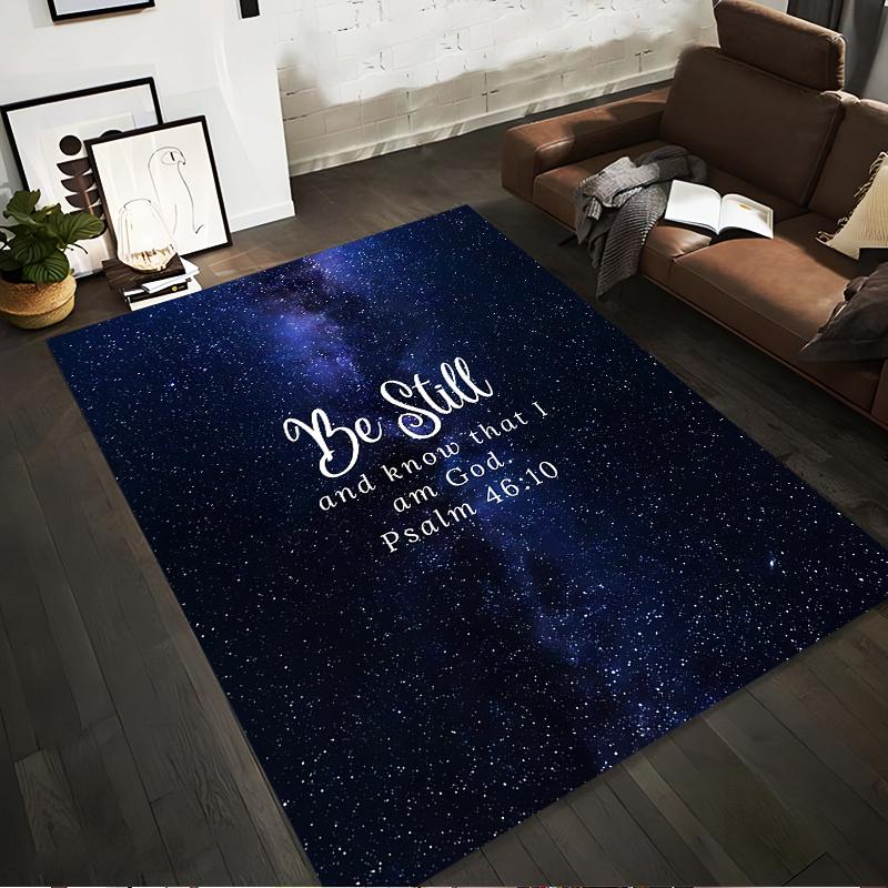 "Galaxy Psalm 46:10 Verse Rug" Non-slip Rug Suitable for Living Room and Bedroom Sofas.