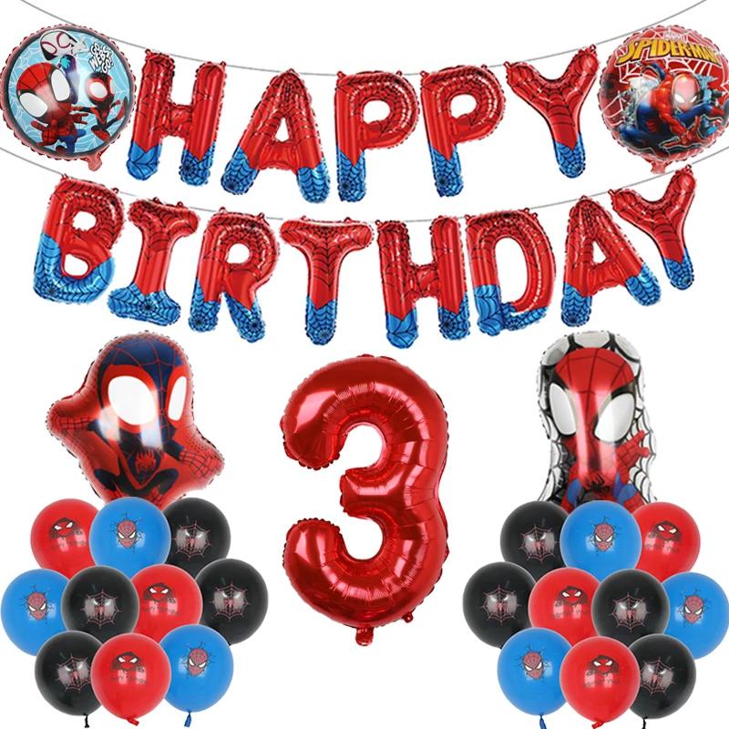 1set Spiderman Balloon Red Spiderman And Friends Aluminum Foil Balloon Baby Shower 1-9 Years Birthday Party Decorations Kids Toy