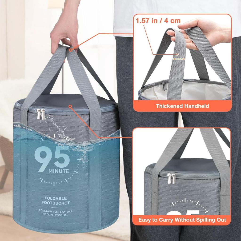 Udefineit 20L Collapsible Foot Bath Basin, Foldable Bucket Foot Soaking Bag, Portable Home Foot Spa Tub with Handle, Multifunctional Travel Foot Bath