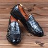 New Men Crocodile Pattern Dress Patent Leather Loafers Luxury Wedding Monk Strap Shoes Italian Style Homecoming Prom Footwear