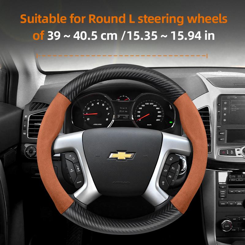 Suitable for Chevrolet Suede Matte Carbon Fiber Texture Steering Wheel Cover Suitable for Celze Spark Captiva Orlando Lacetti Equinox Malibu