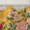 Waterproof Shower Curtain with Elegant Peony Flowers and Birds On a Vibrant Yellow Background for a Luxurious Bathroom Decor