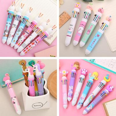 Cute Cartoon Ten-Color Multifunctional Ballpoint Pen for Students