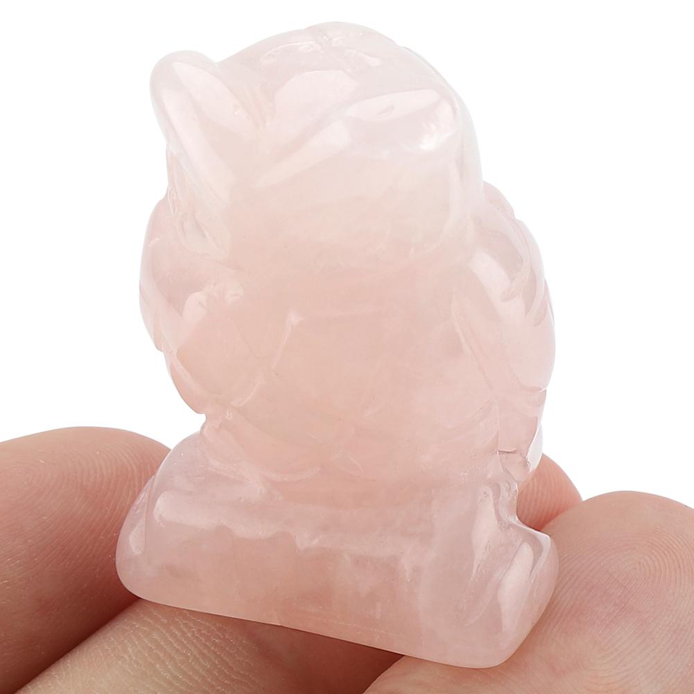 Rose Quartz Carved Owl shaped Decor Pink Crystal Healing Stone Gemstone Decoration