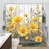 1 Serenity Garden Daisy Shower Curtain, with realistic yellow daisy and green leaf pattern, machine washable, with hooks
