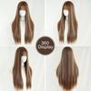 New Highlighted Brown Long Straight Wig for Women - Full Bangs One-Length Cut JK Schoolgirl Style Rejuvenating Daily Wear Full Cap Wig