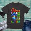 I Love Someone With Autism TShirt Lilo Stitch Awareness Cartoon Gift Tee Top