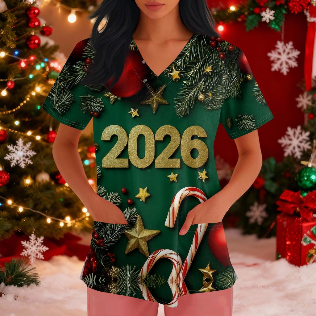 Damen Locker Kurzärmelig Modisch Zahnmuster Druck V-Ausschnitt Zum Knöpfen Seitenschlitz Top T-Shirt