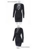 European Sexy Deep V Ruffled Bodycon Dress for Autumn/Winter