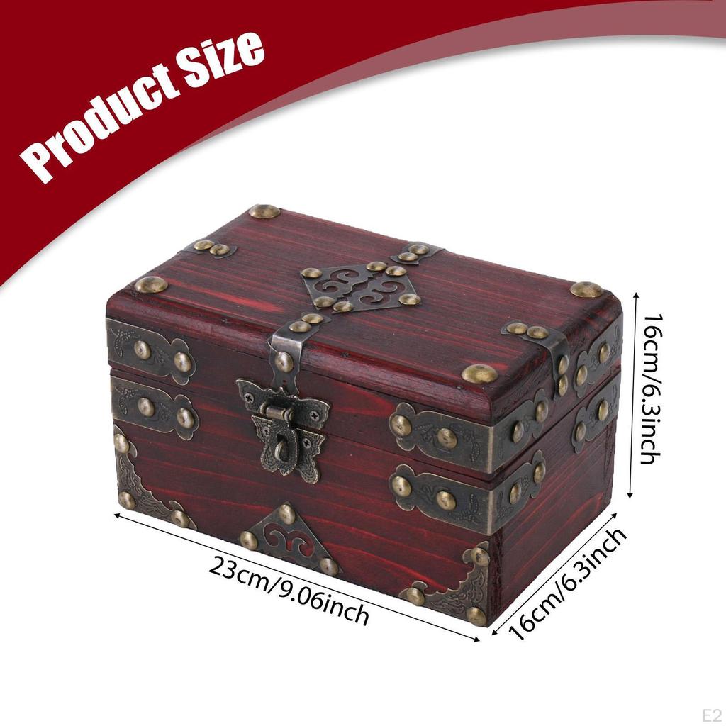 Pirate Treasure Chest Wood Box Desktop Creative Ornament Jewelry Lockable Collection Decor