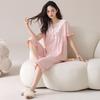 Women's Summer Modal Cotton Cool-Touch Pajama Set - Short-Sleeve Top & Seven-Point Pants, Solid Color, Indoor/Outdoor Wear