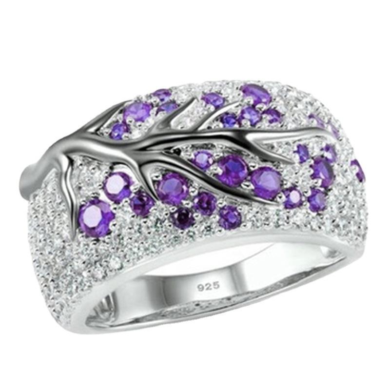 E-Commerce Electroplating Color Separation Branch Ring Creative Inlaid Diamond Women'S Hand Jewelry