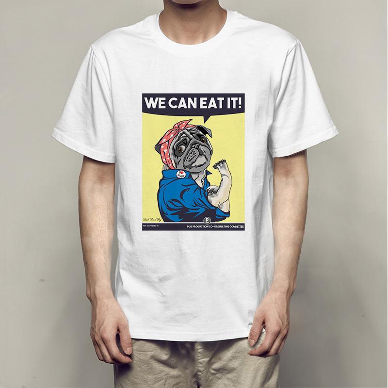 Summer Bago Dog Rock Pug Rock Printed Cotton Loose Round Neck Short Sleeve T-Shirts Men’s