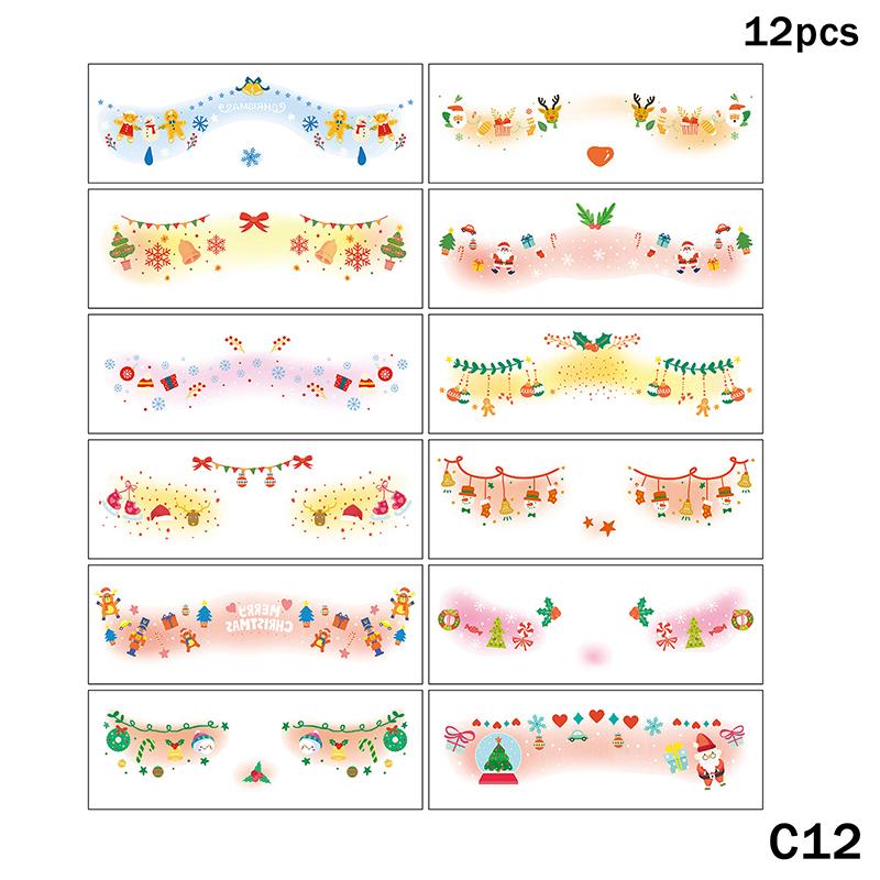 Cute Christmas Snowman Face Stickers Corner Of Eyes Temporary Body Art Tattoos Self Adhesive Sweet Colorful Party Accessories
