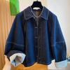 Women Spring Autumn Vintage Denim Jacket Long Sleeve Single Breasted Coats