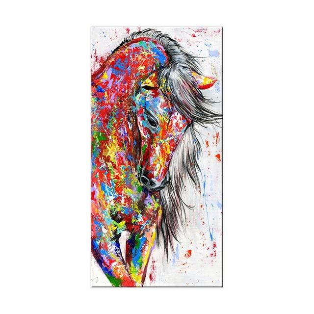 

Большая картина маслом большого размера, настенные художественные картины с животными для гостиной, домашний декор, холст, картина, бегущая красная лошадь 20*40cm
