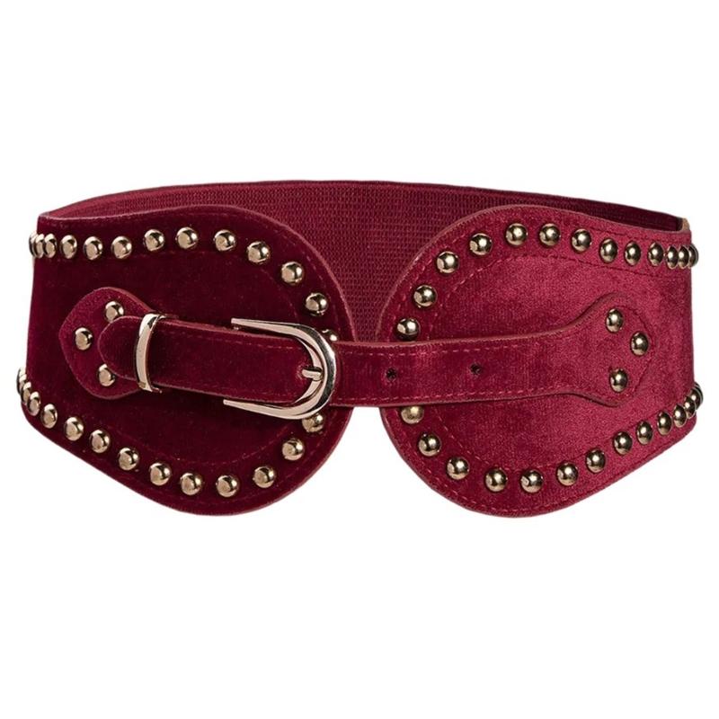 

Ретро пояс для девочек для повседневного костюма, пояс с заклепками, украшения для талии и тела, для вечеринки, джинсовый пояс, ковбойская цепочка бордовый