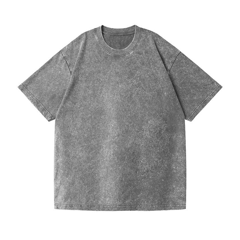 T-shirt Lavata Retrò Fiocco di Neve 230g, Stile Europeo e Americano, Puro Cotone, Vestibilità Larga Girocollo Pullover, T-shirt Uomo Pesante.