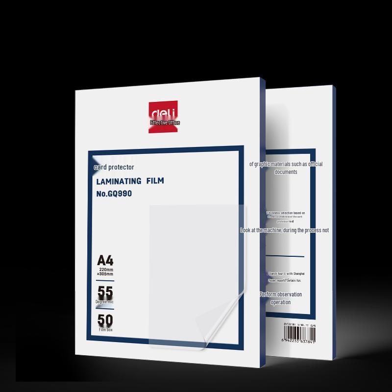 Deli A4 Laminating Film, 50 Sheets, 55 Micron