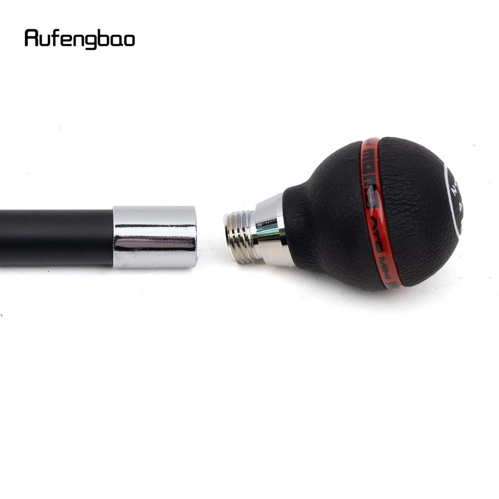 Black Red Leather Ball Silver Walking Cane Fashion Decorative Walking Stick Gentleman Elegant Cosplay Cane Crosier 92cm