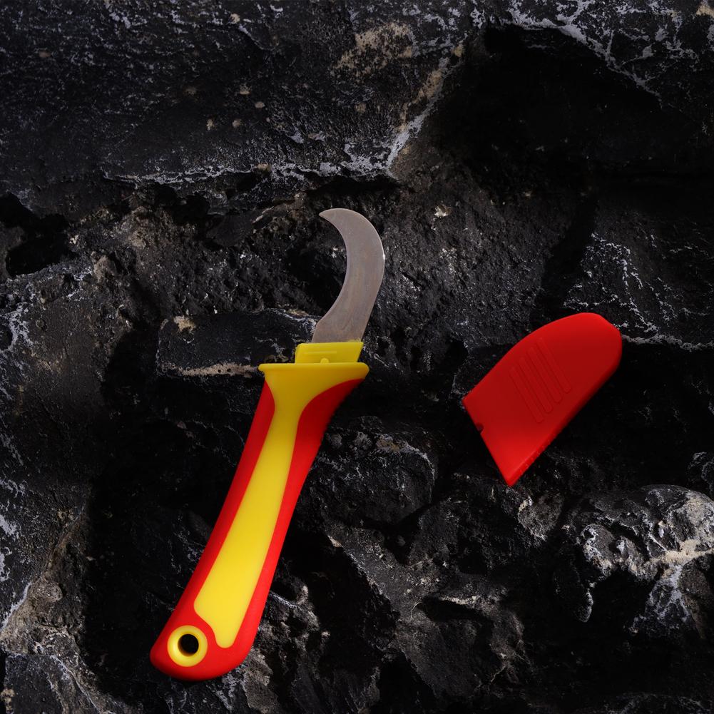 Insulated Knife Electricians Wire Stripper Cable Stripping Snips Straight Curved Blade Rubber Handle Peeling Hand Tool