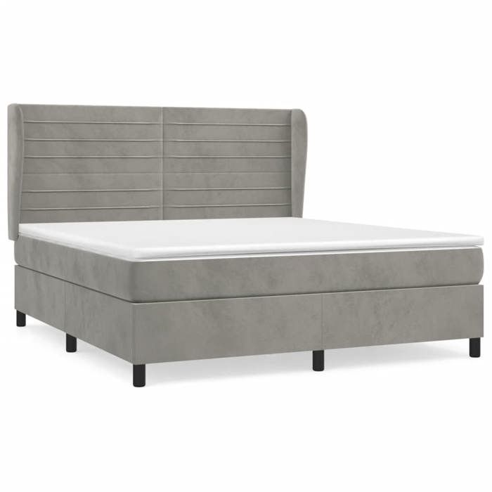 3129279 vidaXL Divan Bed and Mattress Light Grey 160x200cm Velvet