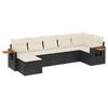 VidaXL Salon de Jardin avec Coussins 7 pcs, Canapés de Terrasse, Ensemble de Meubles de Patio, Mobilier d'Extérieur, Noir 3259431