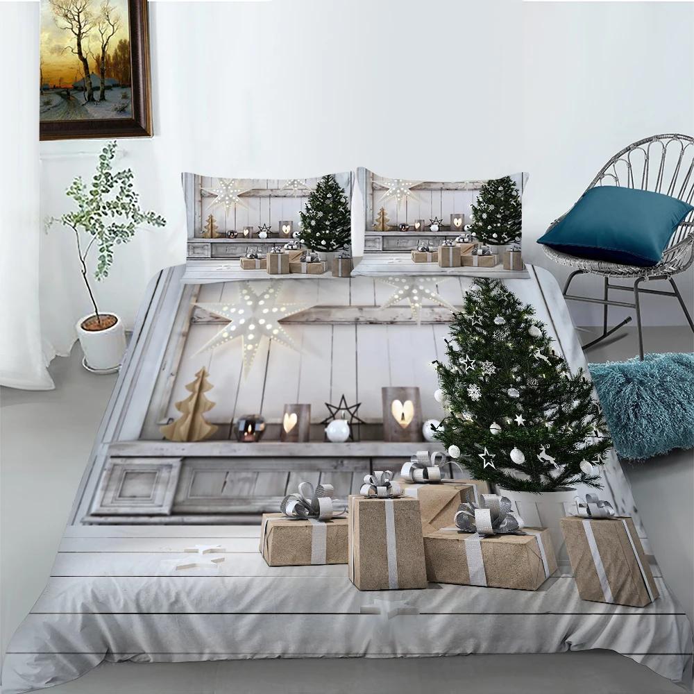 Christmas Stockings Duvet Cover Print Fireplace Polyester For Kids Boy Girl Christmas Present Christmas Element Theme Room Decor