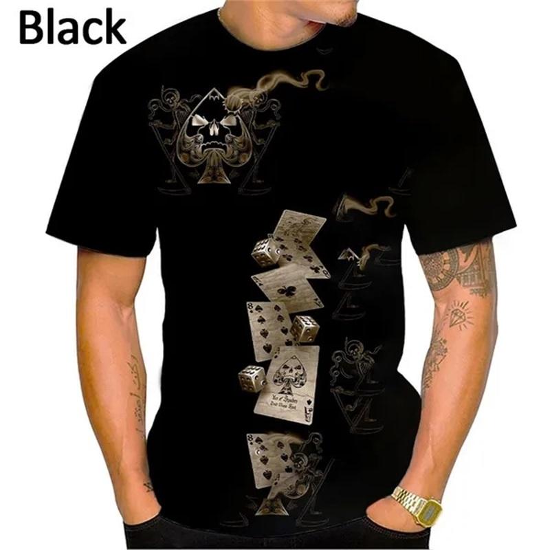 3D Print Playing Cards Pattern T-Shirts Personality Casual Round Neck Short Sleeves Hip Hop Men's T-shirts