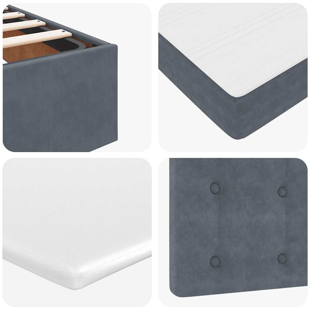 Ottoman Bed with Mattress Dark Grey 120 X 200 Cm Velvet
